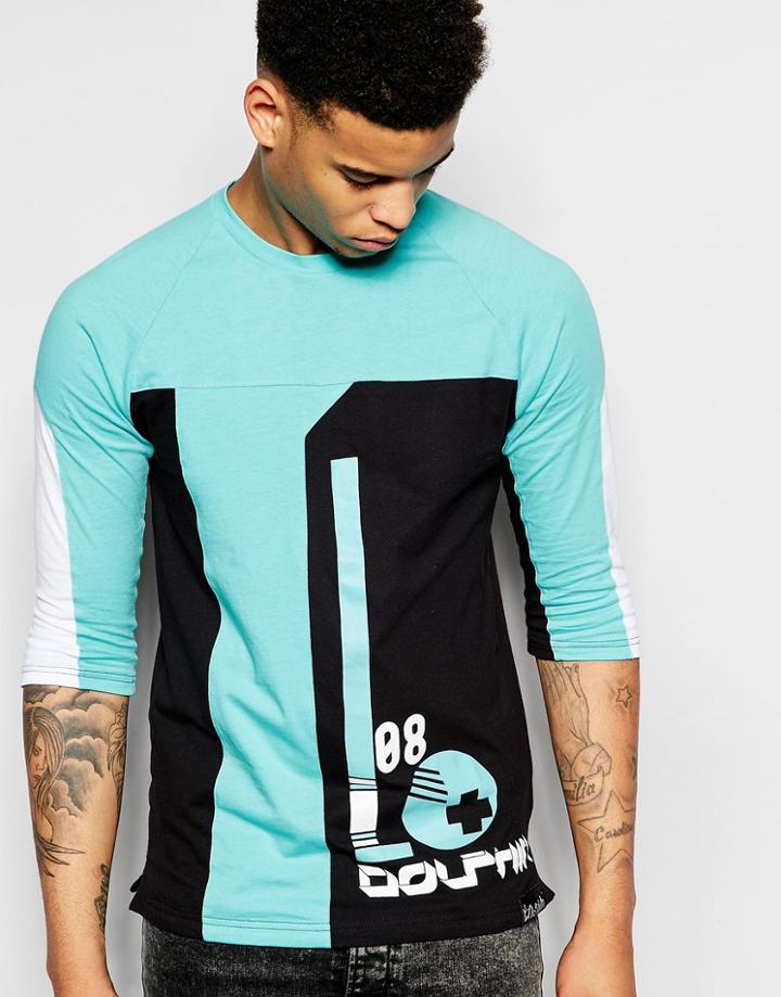 Pink Dolphin 3/4 Sleeve T-shirt With Ball Print - Black