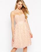 Little Mistress Bandeau Prom Dress With 3d Floral Applique Skirt - Pink
