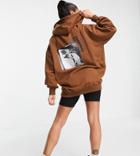 Sixth June Oversized Hoodie With Back Logo And Front Graphic-brown