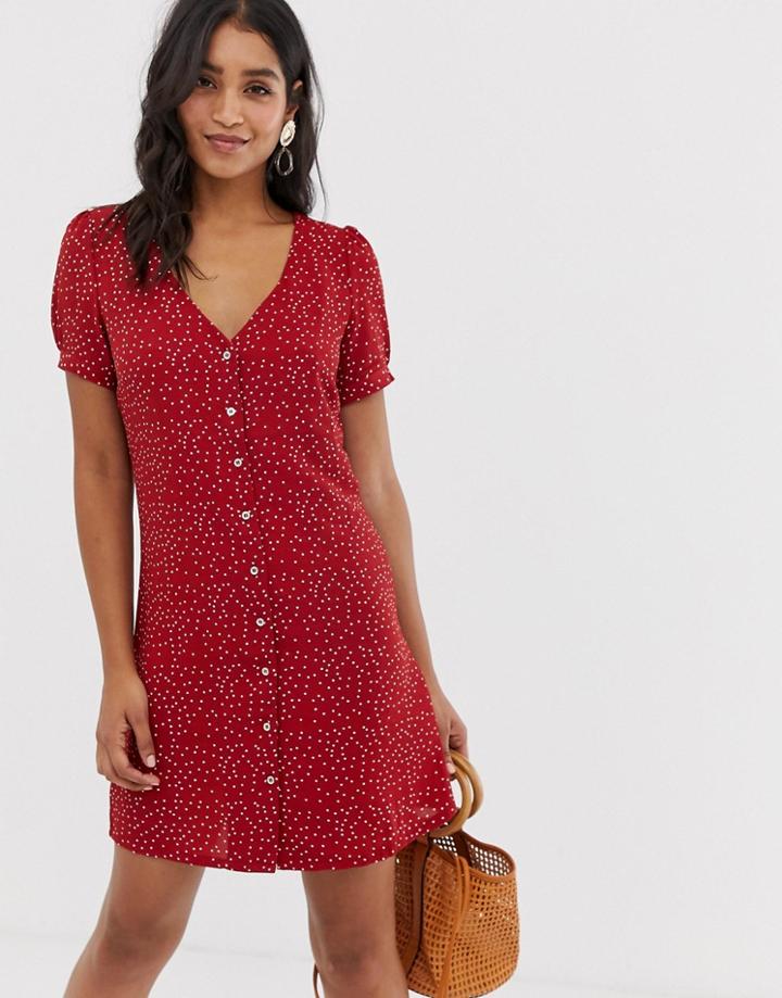 Vila Spotty Button Through Shift Dress - Multi