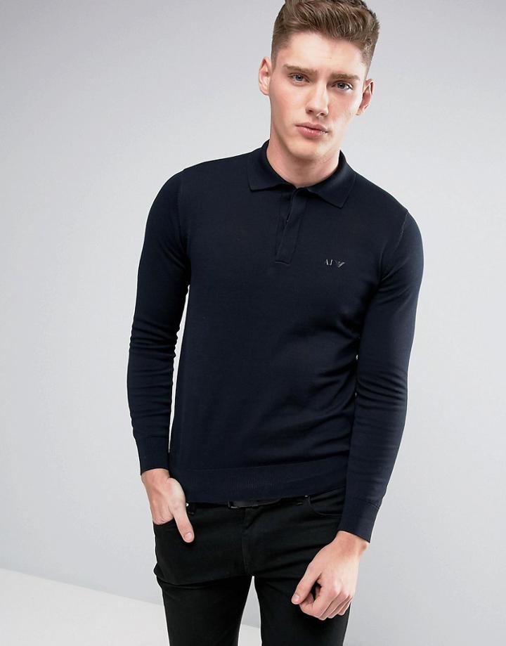 Armani Jeans Knit Polo Regular Fit In Navy - Navy