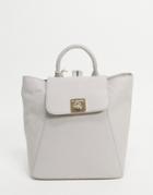 Paul Costelloe Leather Backpack With Turn Lock In Off-white