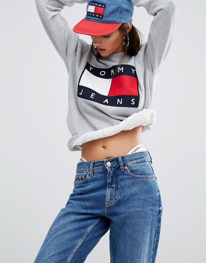 Tommy Jeans Oversize Logo Sweatshirt - Gray