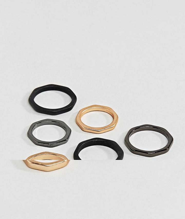 Asos Midi Ring Pack In Mixed Metal Finish - Multi
