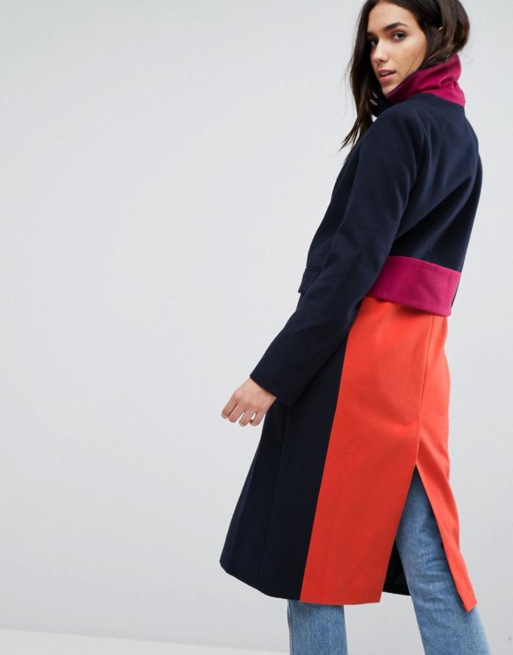 Asos Coat In Color Block - Multi