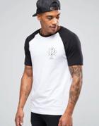 Asos Muscle T-shirt With Contrast Raglan Sleeves And Chest Print
