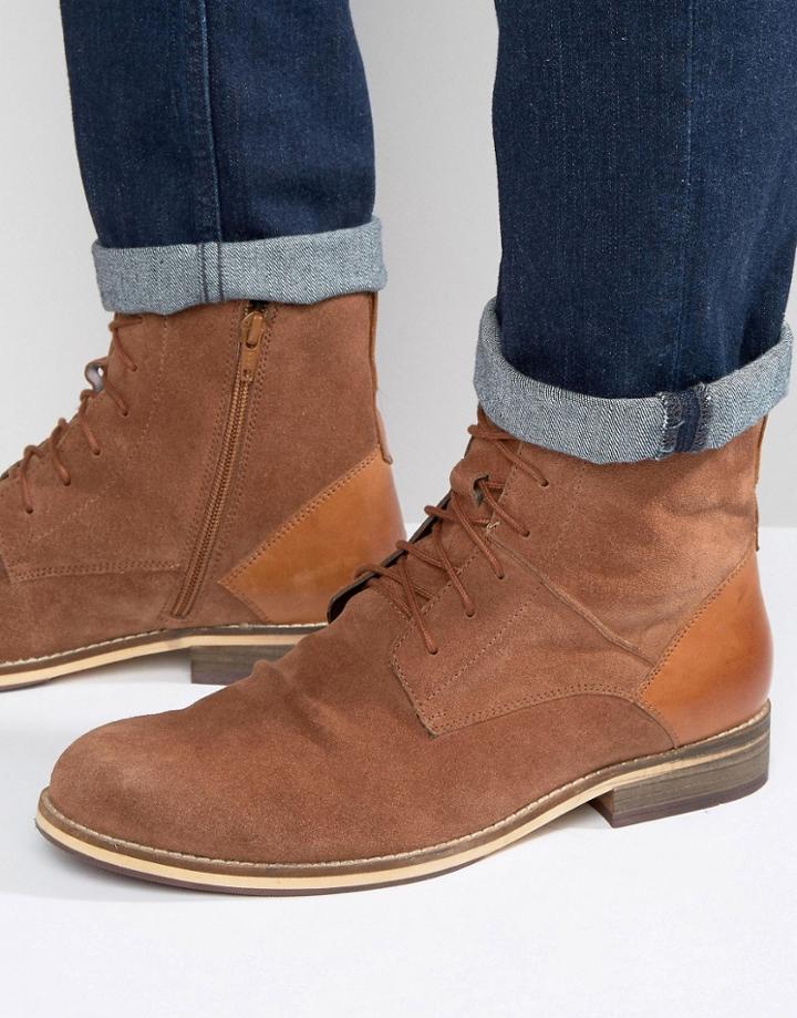 Frank Wright Lace Up Boot In Tan Suede - Tan