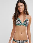 New Look Molded Geo-tribal Triangle Bikini Top - Black