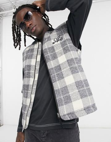 Asos Actual Vest In Ecru Check-white
