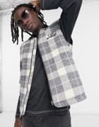 Asos Actual Vest In Ecru Check-white