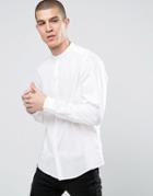 Asos White Shirt With Grandad Collar In Regular Fit - White