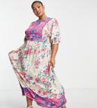 River Island Plus Floral Mix Maxi Dress In Bright Pink