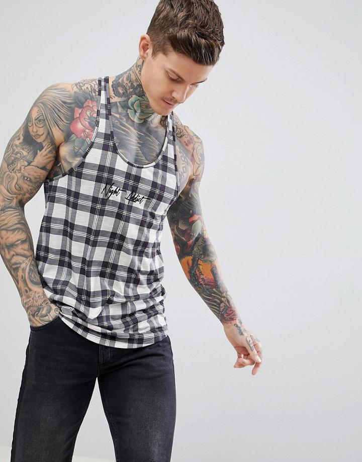 Night Addict Oversized Plaid Tank - White