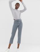 Asos Design Florence Authentic Straight Leg Jeans In Chunky Cord With Double Buckle Detail - Blue