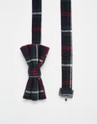 Asos Bow Tie In Plaid Check - Green