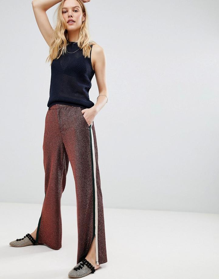 Maison Scotch Glitter Side Stripe Disco Pants-pink