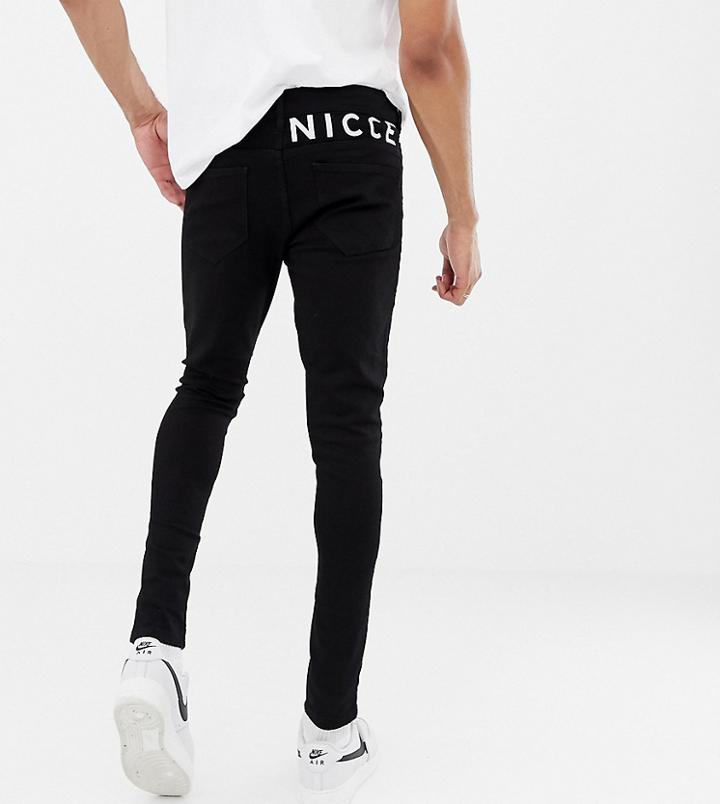 Nicce Skinny Fit Jeans In Black With Logo Exclusive To Asos