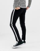 Only & Sons Smart Pants With Satin Side Stripe - Black