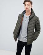 Brave Soul Hooded Quilted Padded Jacket - Green