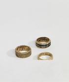 Icon Brand Gold Patterned Band Rings Exclusive To Asos - Gold