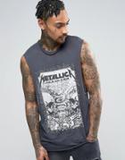 Asos Metallica Sleeveless Band T-shirt With Burnout And Print - Black