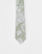 Asos Design Slim Tie In Sage Green Floral