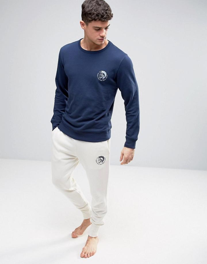 Diesel Logo Cuffed Joggers In Regular Fit Oatmeal - Beige