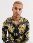Hermano Shirt With All Over Print In Black