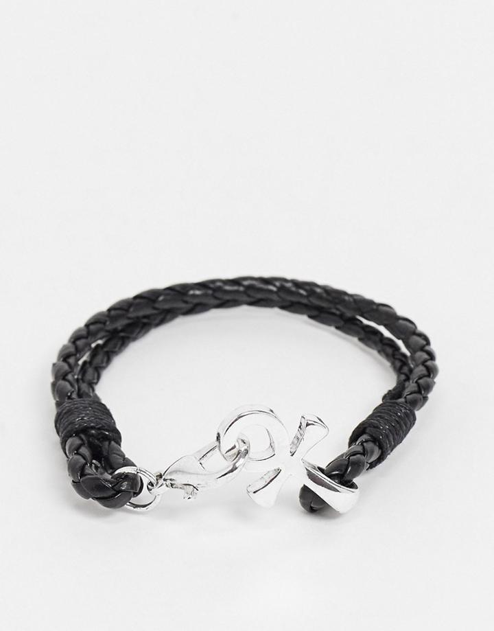 Status Syndicate Braided Cross Bracelet-black