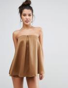 Missguided Silky Double Layer Romper - Gold