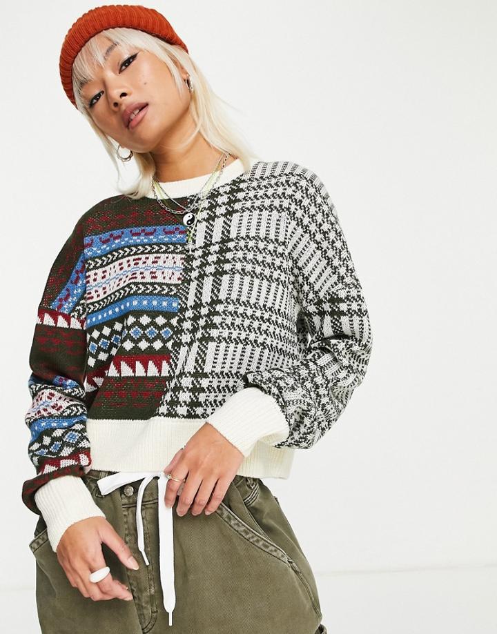 Noisy May Mixed Check Sweater In Multi