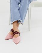 Asos Design Leading Light Pointed Mules In Pink - Pink