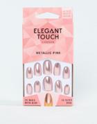 Elegant Touch Almond Metalic Pink False Nails - Copper