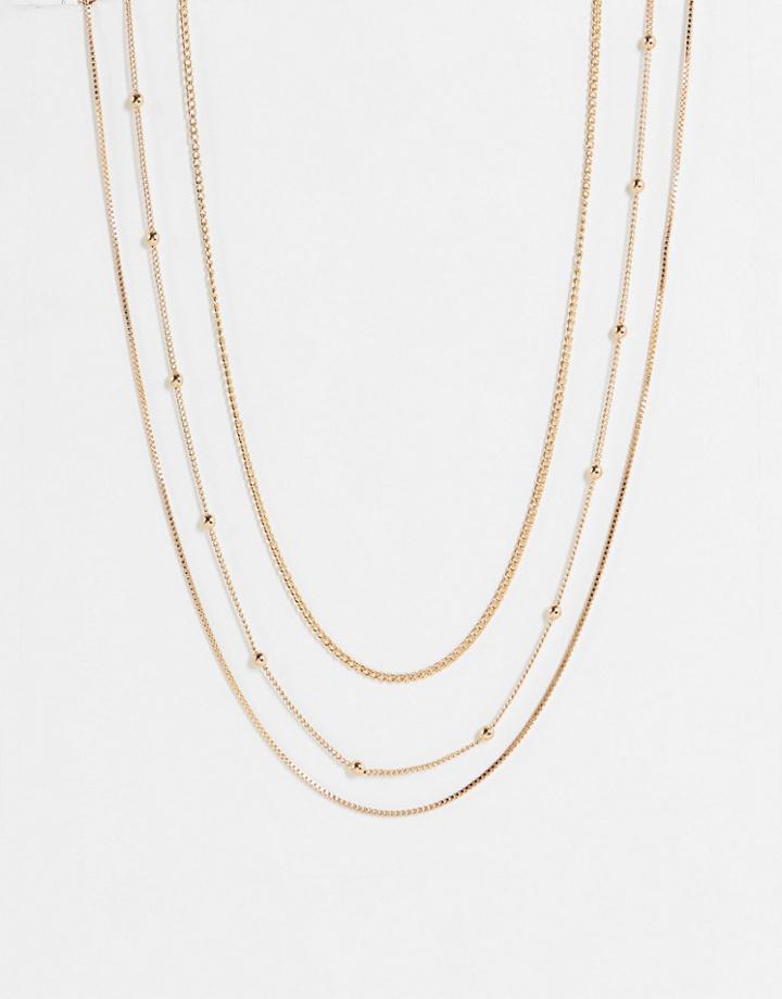 Weekday Heidi Multirow Necklace In Gold
