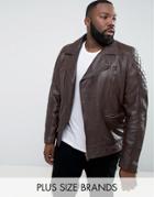 Barneys Plus Leather Biker Jacket - Brown