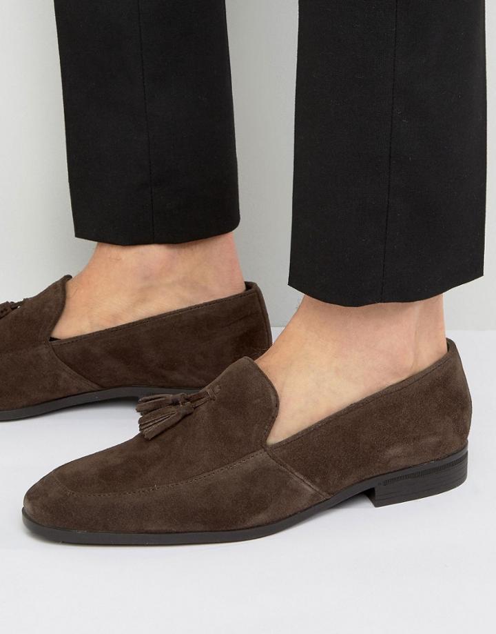 Dune Tassel Loafers In Brown Suede - Brown