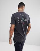 Globe Dion Mantra T-shirt With Rose Back Print In Black - Black