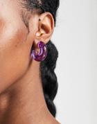 Weekday Plastic Hoop Earrings In Pink Marble