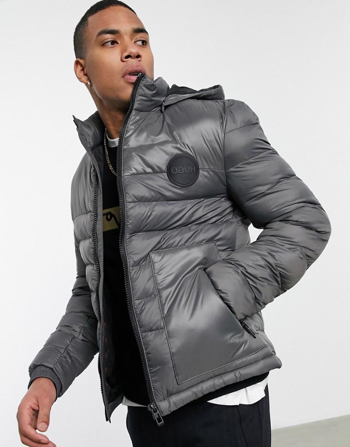 Hugo Balin2041 Circle Logo Puffer Jacket In Charcoal-grey