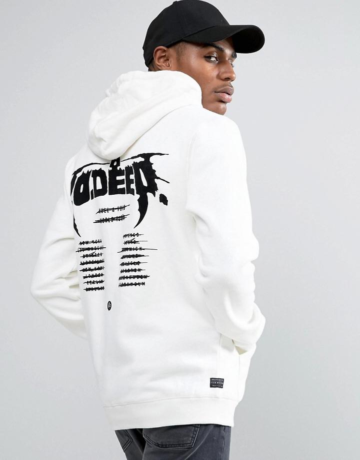 10 Deep Hoodie With Tour Back Print - White