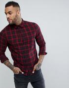 New Look Regular Fit Shirt In Dark Red Check - Red