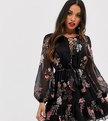 Forever New Petite Ruffle Hem Mini Dress In Floral Print