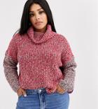 Only Curve Color Block Sweater With Roll Neck-multi