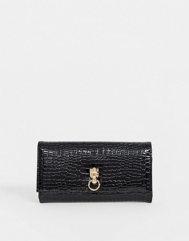 Asos Design Croc Effect Ladies' Wallet With Hardware Detail