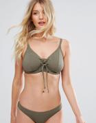 Pour Moi Textured Lace Up C-g Bikini Top - Green