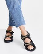 Public Desire Ellis Chunky Sandals With Chain Trim In Black