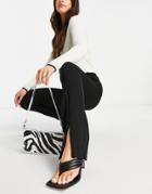 Mango Jersey Pants With Front Slit In Black