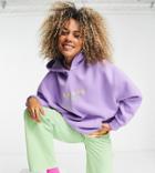 Collusion Daisy Embroidered Oversized Hoodie In Lilac-purple