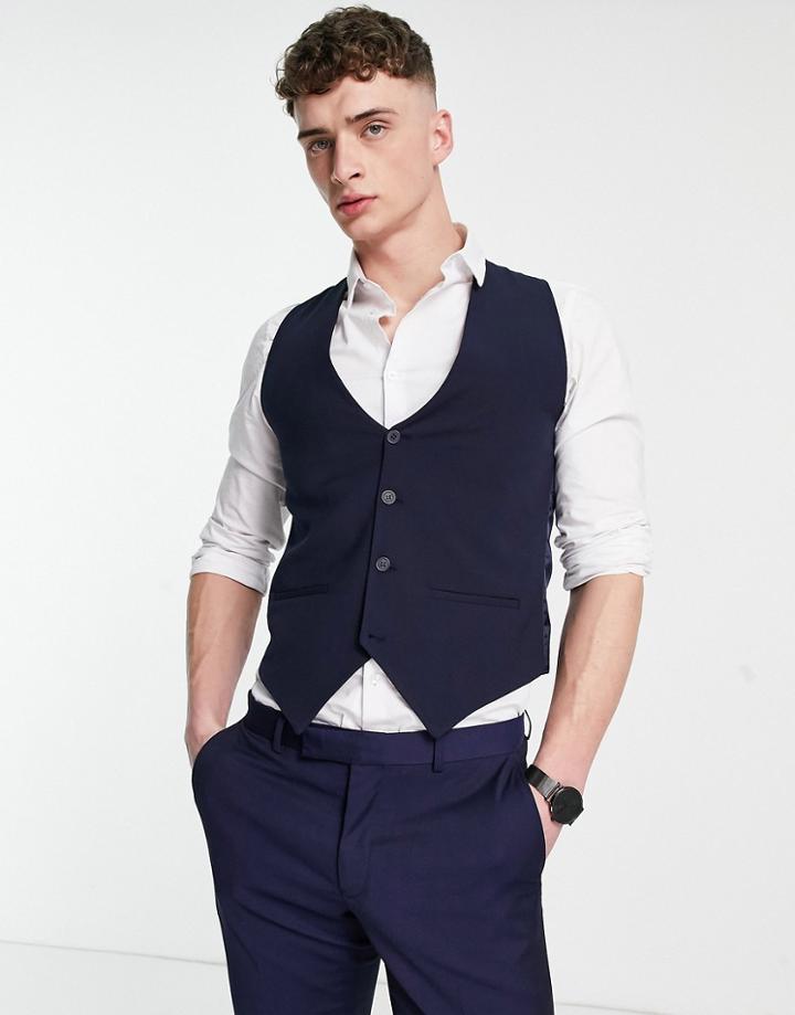 Bolongaro Trevor Plain Skinny Vest In Navy