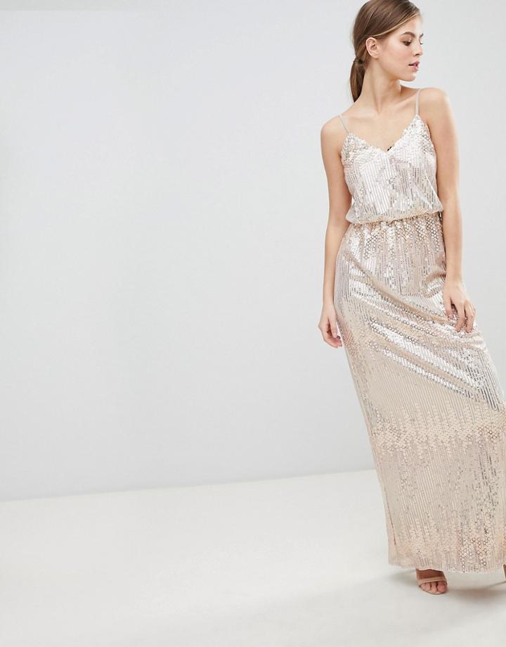 Little Mistress Scatter Sequin Maxi Dress - Pink